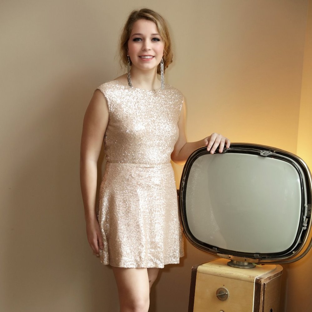 TOBI Gold Sequin Party Dress